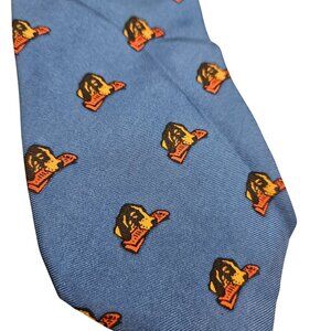 Claude Montana Blue Silk Tie W/ Dog Motif Novelty Pure Silk Mens Workwear Career